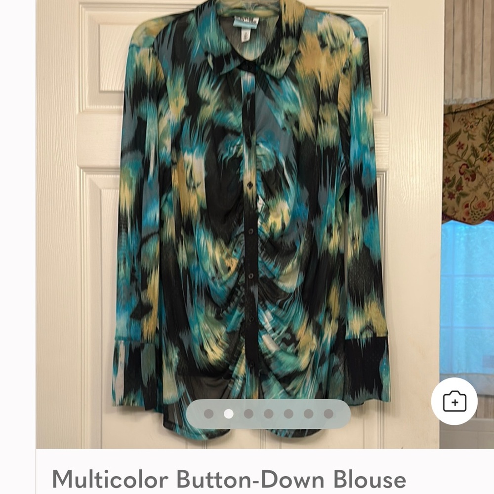 Future Collectives Vibrant Multicolor Abstract Blouse 2X